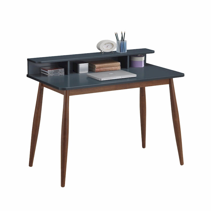 Grey-Blue Wooden Storage Office Desk with Drawers, Modern Home Office Writing Desk