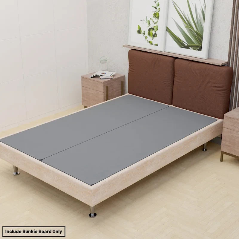 1.5" Split Bunkie Board for Mattress Support, Fully Assembled, Gray, Fits Most Bed Frames