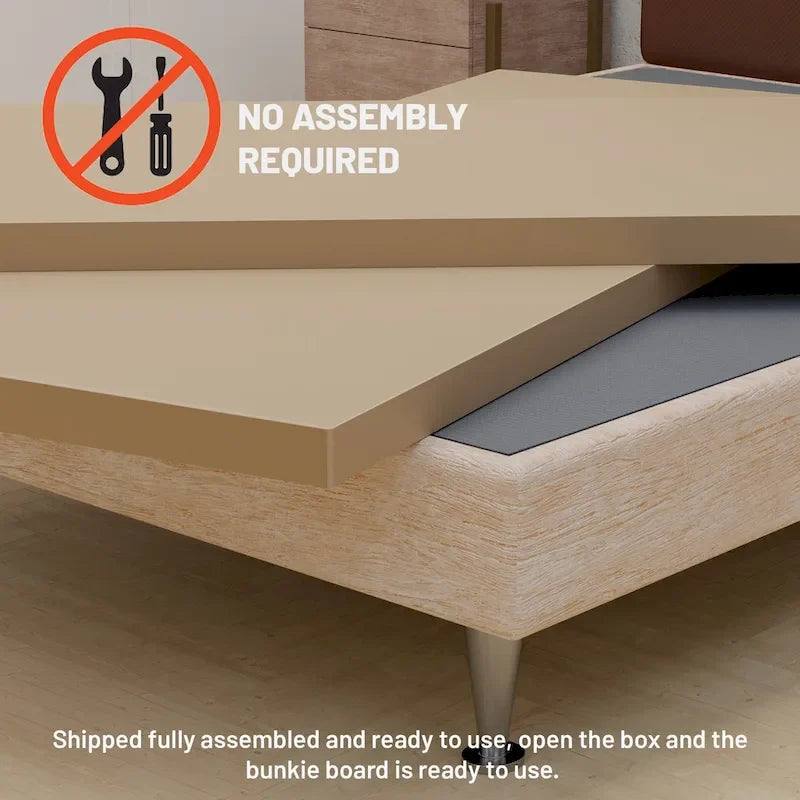 1.5" Split Bunkie Board for Mattress Support, Fully Assembled, Gray, Fits Most Bed Frames