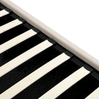 Upholstered Platform Bed with Hydraulic Under-Mattress Storage, Linen Fabric, 24 Wood Slats