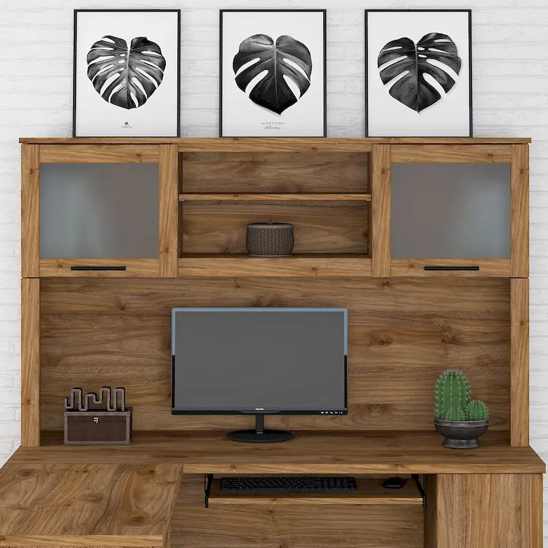Bush Furniture Somerset Ash Gray 60W Hutch for L Shaped Desk - 59.09L x 12.50W x 35.69H