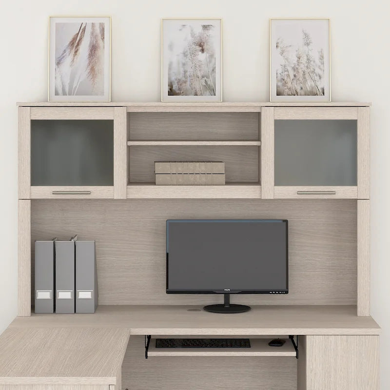 Bush Furniture Somerset Ash Gray 60W Hutch for L Shaped Desk - 59.09L x 12.50W x 35.69H