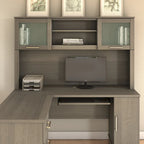 Bush Furniture Somerset Ash Gray 60W Hutch for L Shaped Desk - 59.09L x 12.50W x 35.69H
