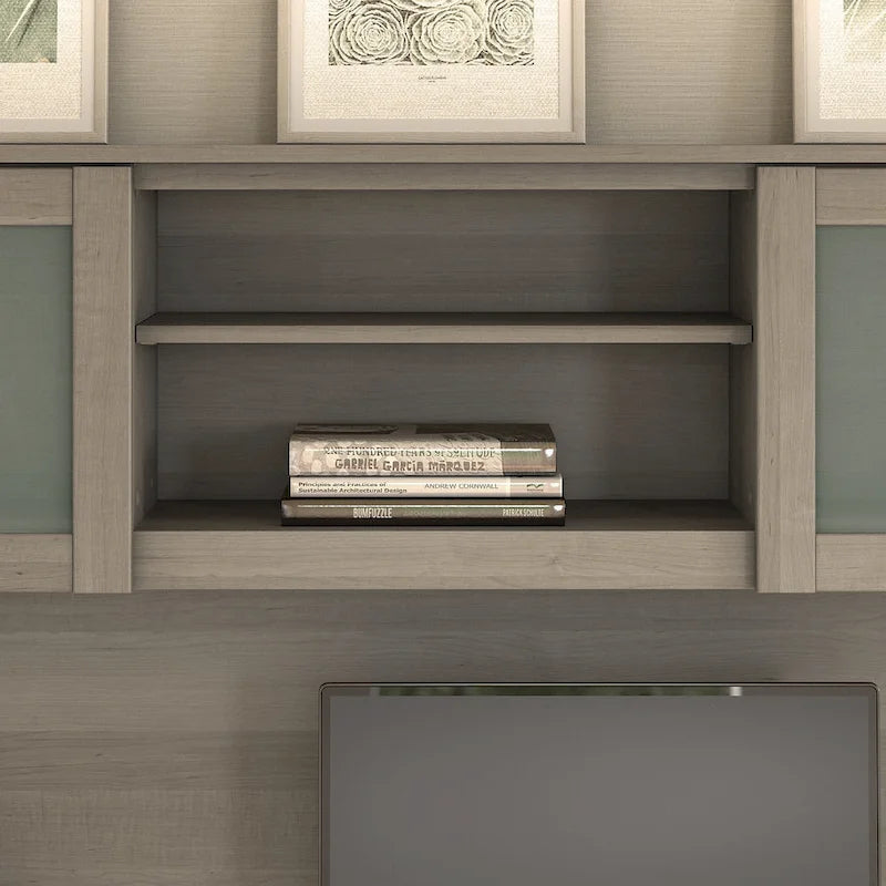 Bush Furniture Somerset Ash Gray 60W Hutch for L Shaped Desk - 59.09L x 12.50W x 35.69H