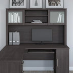 Bush Furniture Somerset Ash Gray 60W Hutch for L Shaped Desk - 59.09L x 12.50W x 35.69H