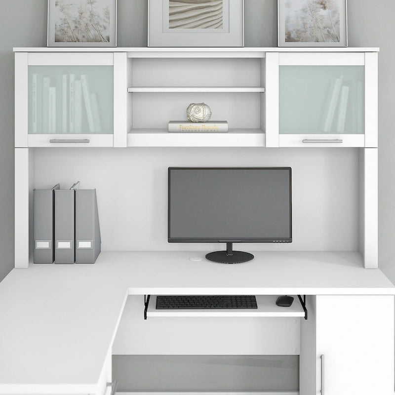 Bush Furniture Somerset Ash Gray 60W Hutch for L Shaped Desk - 59.09L x 12.50W x 35.69H