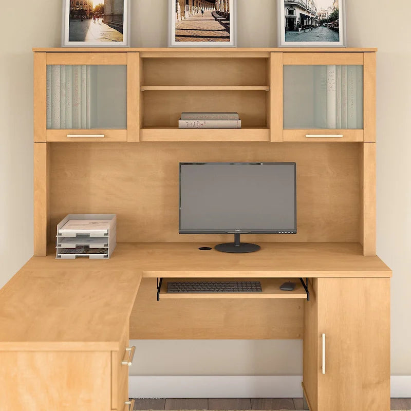 Bush Furniture Somerset Ash Gray 60W Hutch for L Shaped Desk - 59.09L x 12.50W x 35.69H