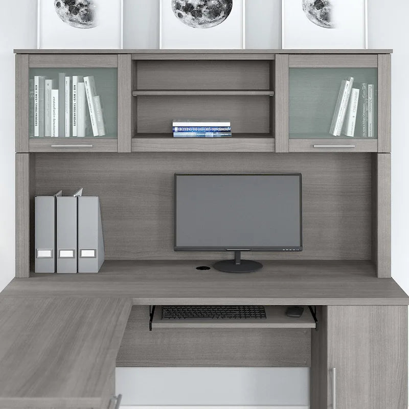 Bush Furniture Somerset Ash Gray 60W Hutch for L Shaped Desk - 59.09L x 12.50W x 35.69H