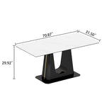 0.47 Thick Sintered Stone Composite Tempered Glass Top Dining Table with Stainless Steel Base