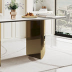 0.47 Thick Sintered Stone Composite Tempered Glass Top Dining Table with Stainless Steel Base