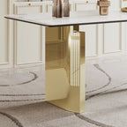 0.47 Thick Sintered Stone Composite Tempered Glass Top Dining Table with Stainless Steel Base
