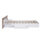 Queen Size Platform Bed with Headboard, Drawers, Shelves, USB Ports and Sockets, Natural