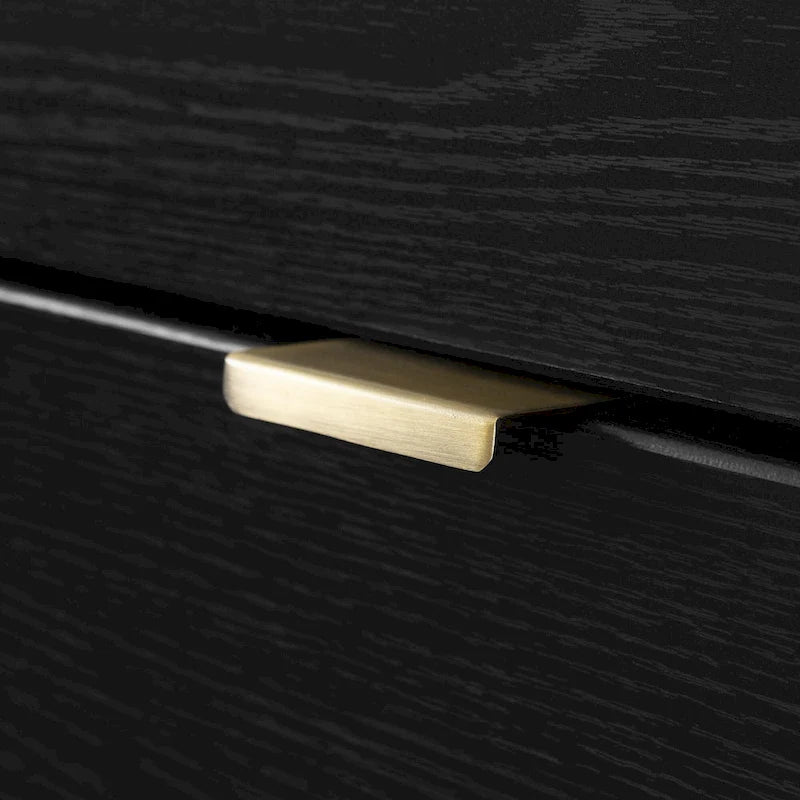 5-Drawer Door Chest Dresser with Clothes Rod, Glam Style with Brass Legs and Faux Marble Top