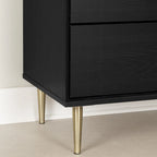 5-Drawer Door Chest Dresser with Clothes Rod, Glam Style with Brass Legs and Faux Marble Top