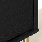 5-Drawer Door Chest Dresser with Clothes Rod, Glam Style with Brass Legs and Faux Marble Top
