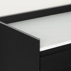 5-Drawer Door Chest Dresser with Clothes Rod, Glam Style with Brass Legs and Faux Marble Top
