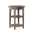 Round Accent End Table 18"x18"x24", Dovetail Grey Finish with 2 Fixed Wood Shelves