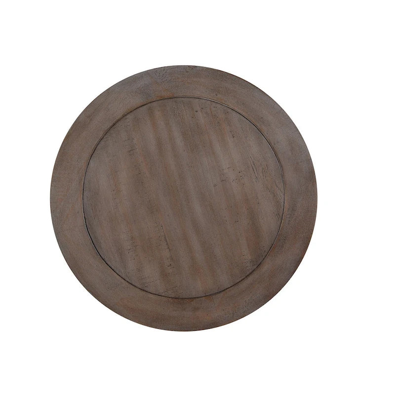 Round Accent End Table 18"x18"x24", Dovetail Grey Finish with 2 Fixed Wood Shelves