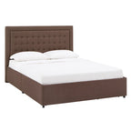 Tufted Linen Headboard Storage Platform Bed with 4 Under-Bed Drawers, Full/Queen/King