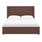 Tufted Linen Headboard Storage Platform Bed with 4 Under-Bed Drawers, Full/Queen/King