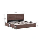 Tufted Linen Headboard Storage Platform Bed with 4 Under-Bed Drawers, Full/Queen/King
