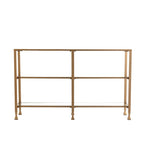 SEI Furniture Jensen Narrow Metal Console Table w/ Glass Shelves - Gold