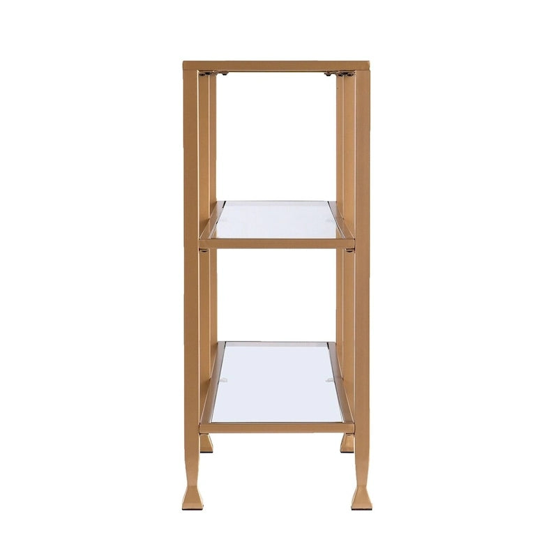 SEI Furniture Jensen Narrow Metal Console Table w/ Glass Shelves - Gold