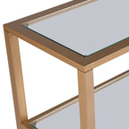 SEI Furniture Jensen Narrow Metal Console Table w/ Glass Shelves - Gold