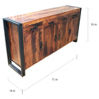 Handmade Sheesham Wood and Iron 4-door 4-drawer Sideboard (India) - 71 x 18 x 35