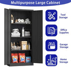 Metal Garage Storage Cabinet Tool Steel with Doors and 3 Shelves