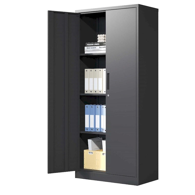 Metal Garage Storage Cabinet Tool Steel with Doors and 3 Shelves