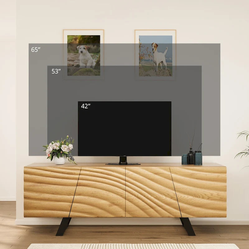 Moasis 63-inch Water Ripple Relief 4-Door Storage TV Stand - 63