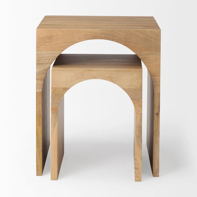 Chloe Light Brown Solid Wood Square Nesting Accent Tables (Set of 2) - 20L x 20W x 24H