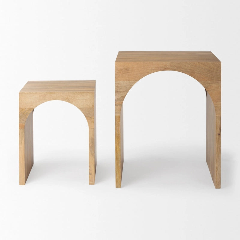 Chloe Light Brown Solid Wood Square Nesting Accent Tables (Set of 2) - 20L x 20W x 24H
