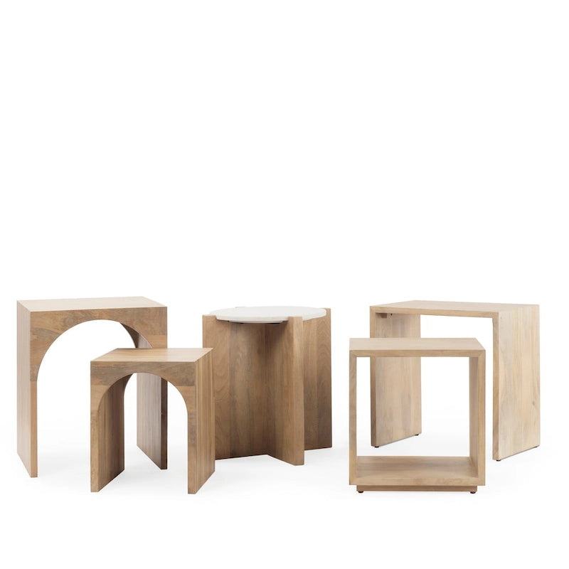 Chloe Light Brown Solid Wood Square Nesting Accent Tables (Set of 2) - 20L x 20W x 24H