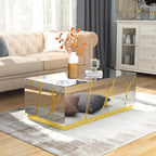 Rectangle Coffee Table Mirrored Golden Crackle Design