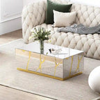 Rectangle Coffee Table Mirrored Golden Crackle Design