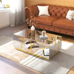 Rectangle Coffee Table Mirrored Golden Crackle Design