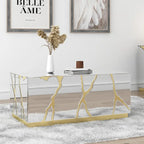 Rectangle Coffee Table Mirrored Golden Crackle Design