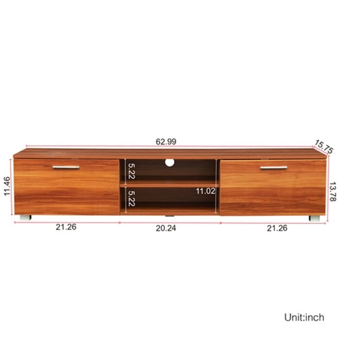 Walnut farmhouse tv stand 2 Storage Cabinet Media Console with open shelves