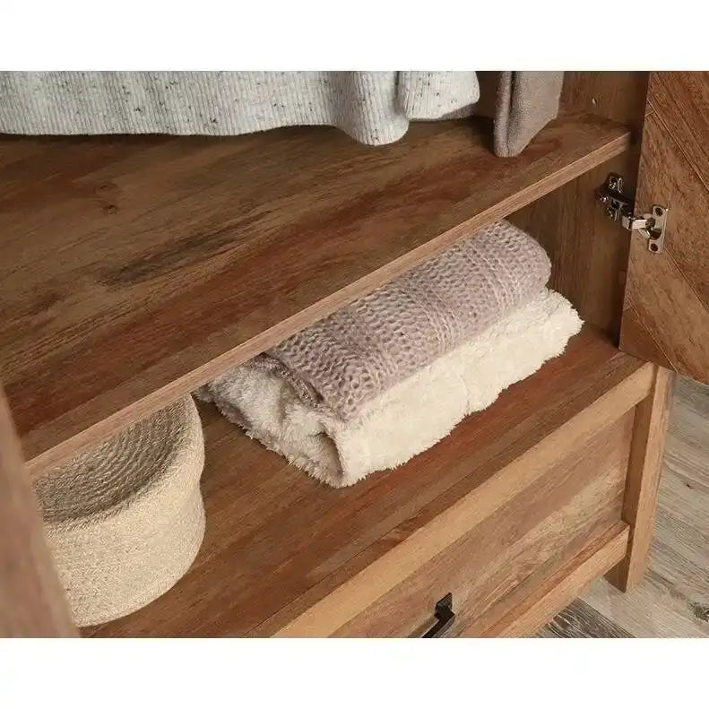 FarmHouse Rustic Herringbone 1 Drawer Garment Rod Wardrobe Armoire - 22.5 inches L x 32.3 inches W x 59.3 inches H