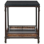 Wicker Accent End Table with Wood Top, 22"x22"x25.2", Dark Walnut Metal Legs