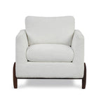 Boho Accent Arm Chair, Off-White Cream Fabric with High-Density Foam and Black Wood Legs