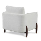 Boho Accent Arm Chair, Off-White Cream Fabric with High-Density Foam and Black Wood Legs