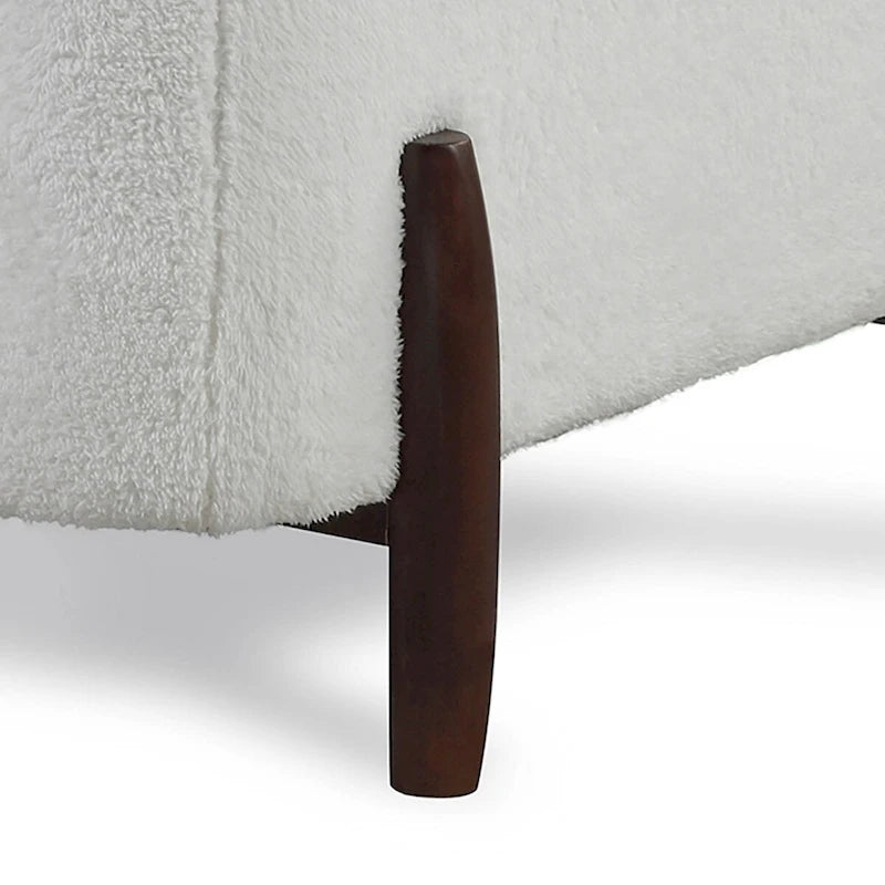 Boho Accent Arm Chair, Off-White Cream Fabric with High-Density Foam and Black Wood Legs