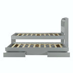 Twin XL Size Platform Bed with LED Headboard and Twin Trundle