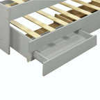 Twin XL Size Platform Bed with LED Headboard and Twin Trundle