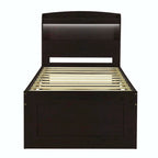 Twin XL Size Platform Bed with LED Headboard and Twin Trundle