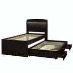 Twin XL Size Platform Bed with LED Headboard and Twin Trundle