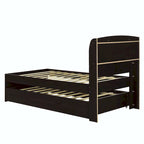 Twin XL Size Platform Bed with LED Headboard and Twin Trundle